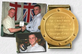 Gold watch for Tpr. Chris Finney GC