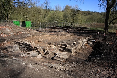 Foundations of the Corn Mill exposed in March 2009