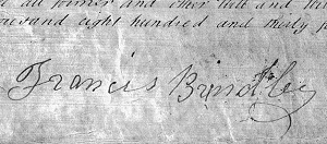 Francis Brindley's signature on Will, 1834