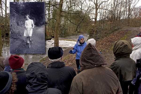 Judith Wilshaw leads a group of students at Wright's Folly