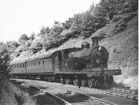 Ex-G.C. C13, 44-2 Tank Engine No.67425 brings a Manchester-Macclesfield Local round the sharp curve from Marple Wharf Junction in 1956.