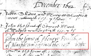 John's entry in the register of births.